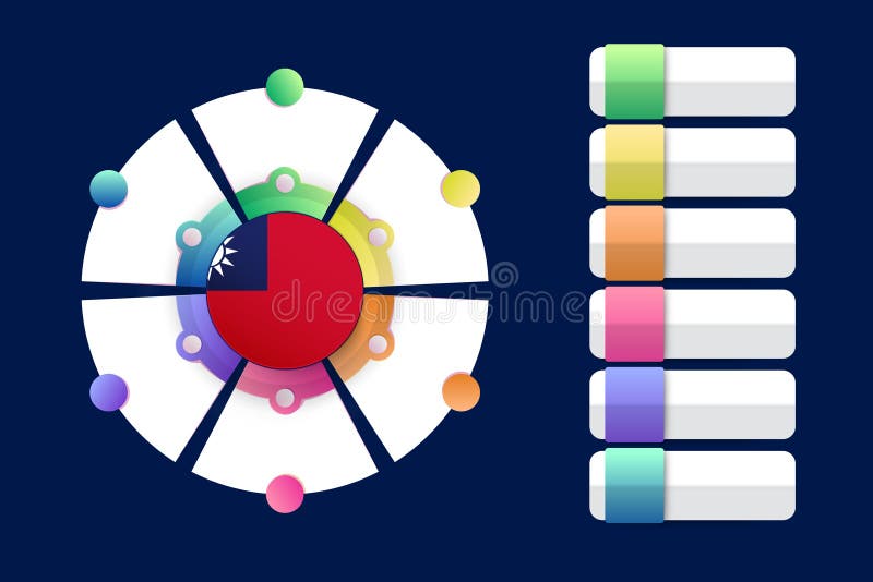 Taiwan-flagga med infografisk design med delad rund form stock illustrationer