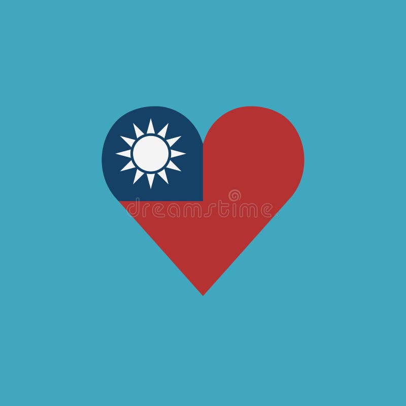 Taiwan flaggasymbol i en hjärtaform i plan design stock illustrationer
