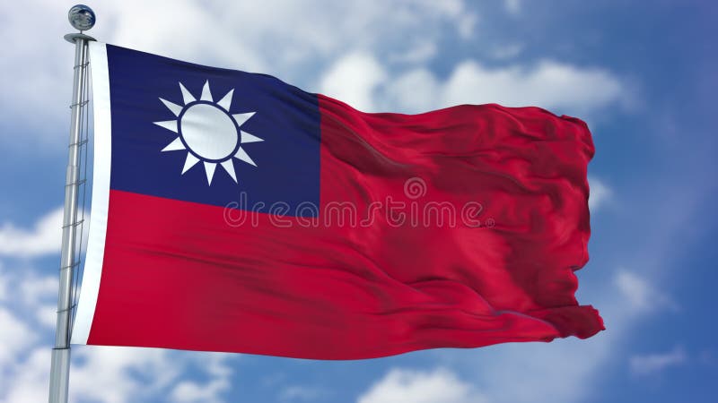 Taiwan-Flagge in einem blauen Himmel stockfotografie Taiwan-Flagge in einem blauen Himmel stockfotografie