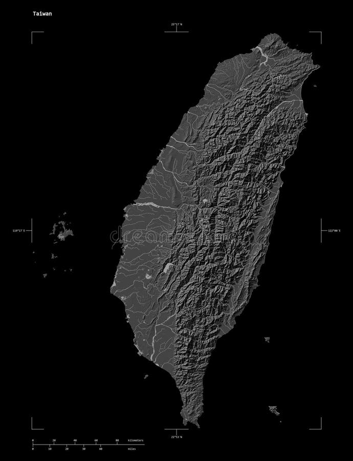 Taiwan-form på svart. bithalt vektor illustrationer