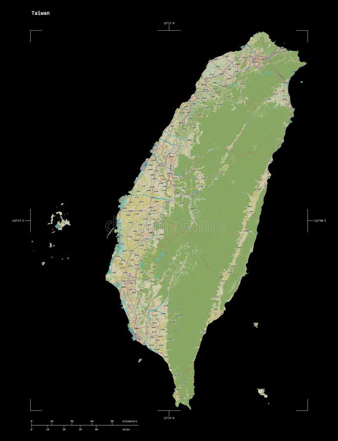 Taiwan-form på svart. humanitärt royaltyfri illustrationer