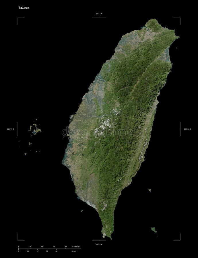 Taiwan-form på svart. höjer satelliten royaltyfri illustrationer