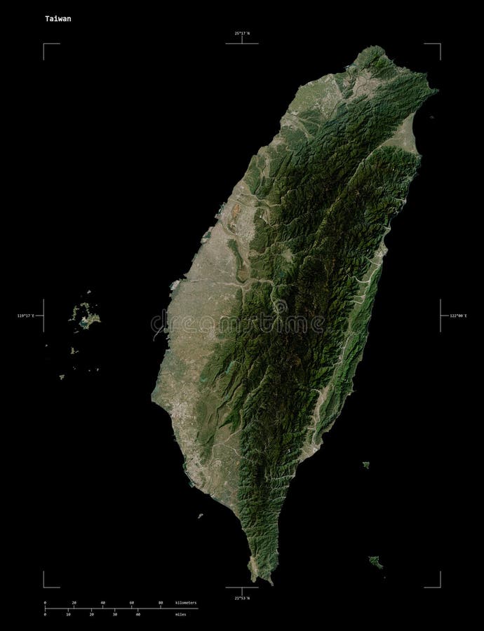 Taiwan-form på svart. sänk satellit royaltyfri illustrationer