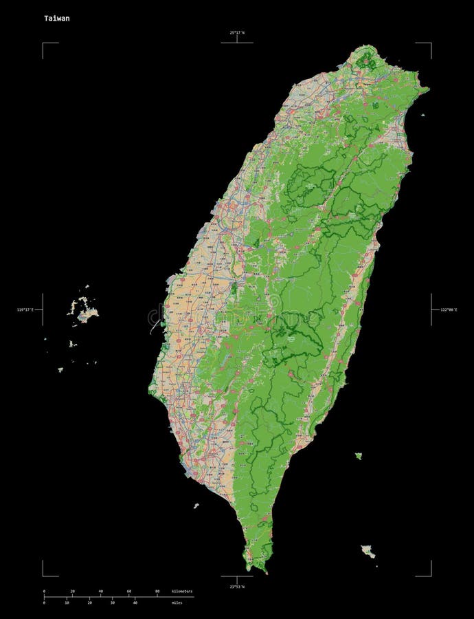 Taiwan-form på svart. topo french vektor illustrationer