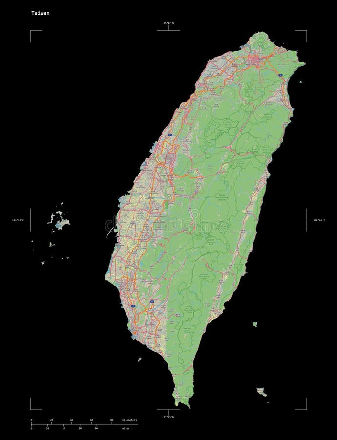 Taiwan-form på svart. topo german vektor illustrationer