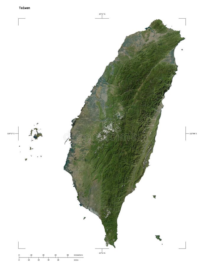 Taiwan-form på vitt. höjer satelliten vektor illustrationer