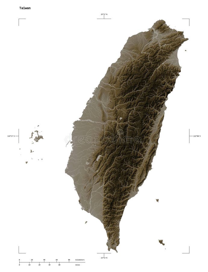 Taiwan-form på vitt. sepia stock illustrationer