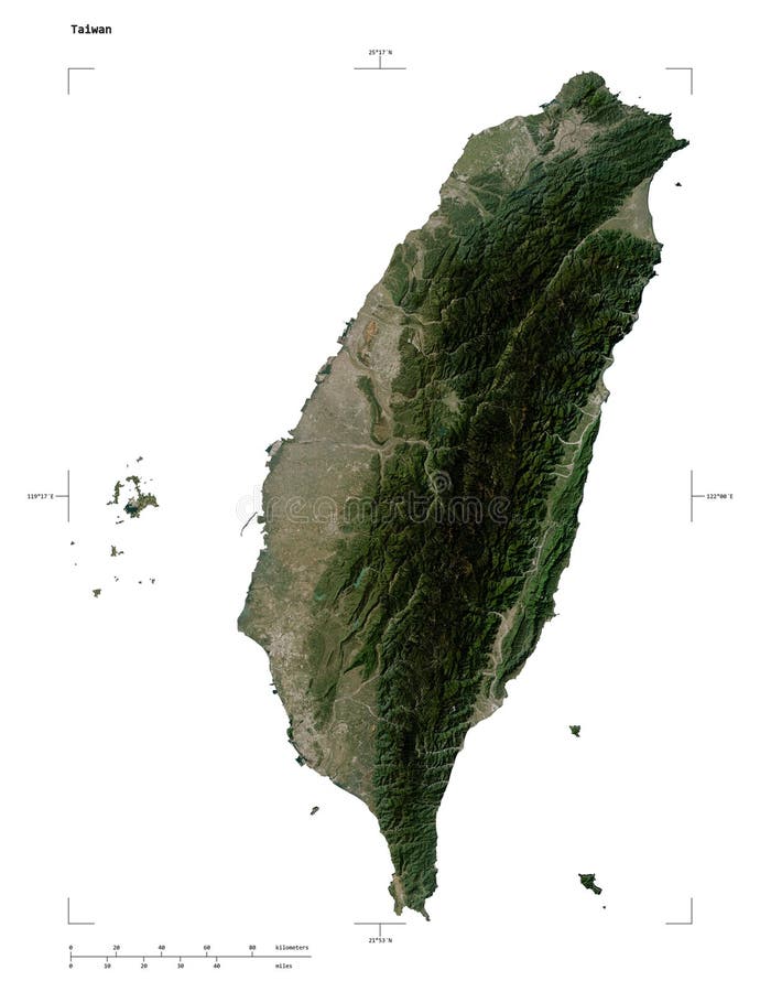 Taiwan-form på vitt. sänk satellit royaltyfri illustrationer