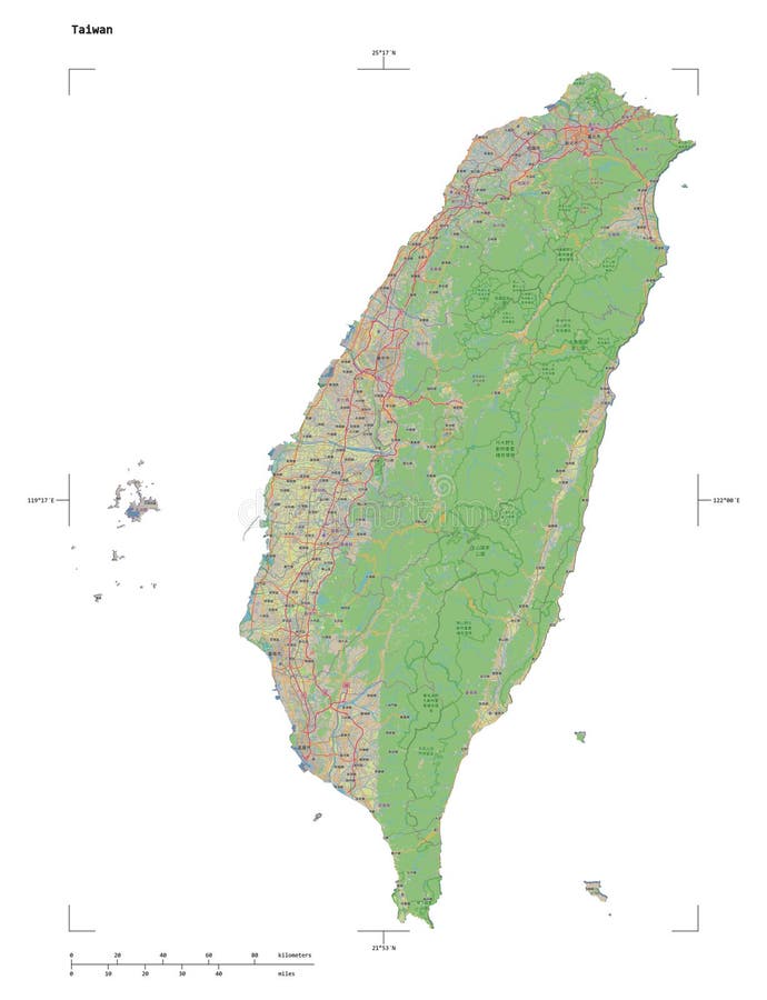 Taiwan-form på vitt. toppstandard stock illustrationer