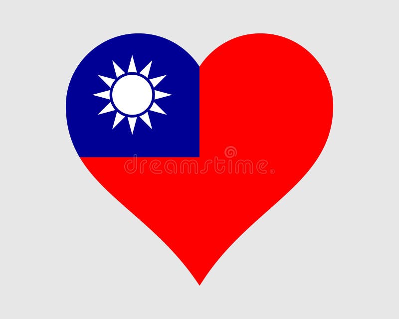 Taiwan-hjärtflagga. Nationell nationalflagga för den taiwanesiska kärleksformen. symbol för symbol för banderollsymbol för porslin vektor illustrationer