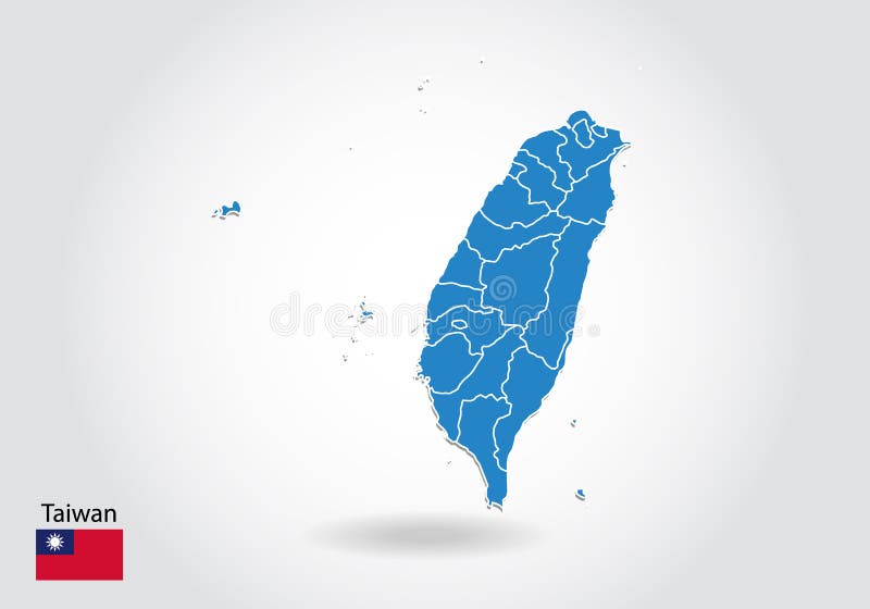 Contour Map Taiwan With Shape Of Some Rivers. Simplicity Icon Drawing In Line Style. Vector 