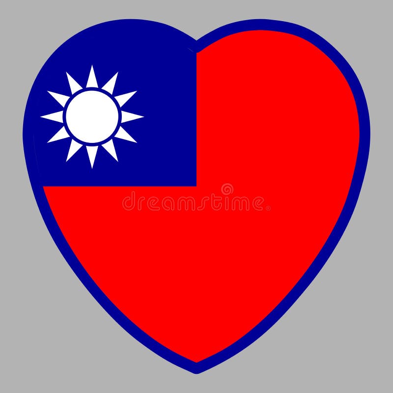 Taiwan Republiken Kinas flagga i hjärtformvektor stock illustrationer