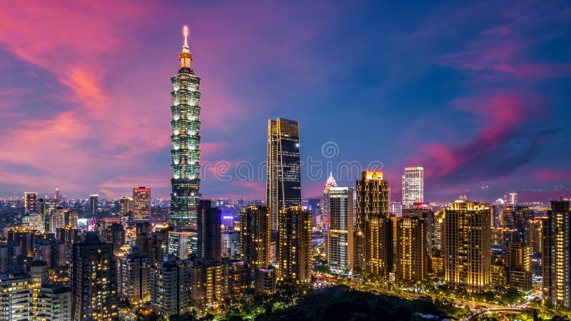 Taiwan-Stadt Skylines und skycraper das schöne von Stadtskylinen Taipehs Taiwan und Wolkenkratzer und anderes modernes Gebäude von
