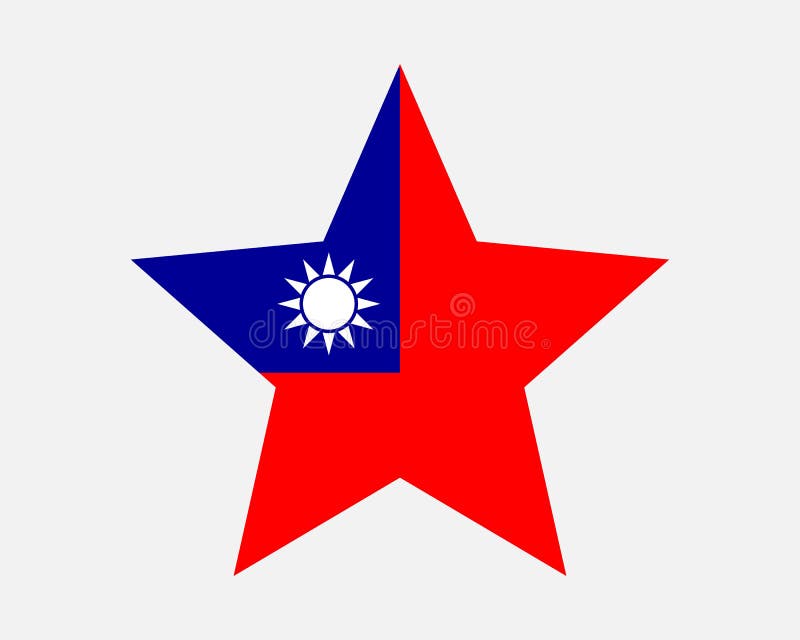 Taiwan stjärnflagga. Taiwanesisk stjärnformflagga. republik över nationella banderokonsymbolsymbolvektor för kaolin vektor illustrationer