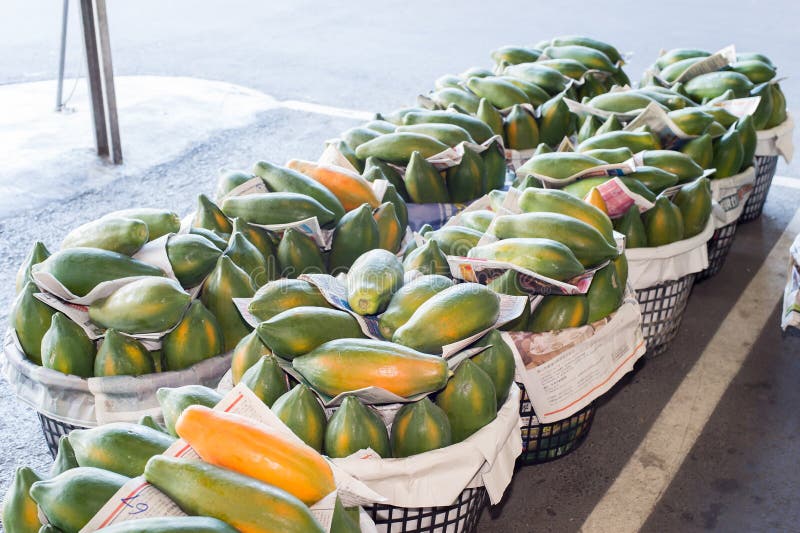 Taiwan,Tainan May 28several Baskets of Papaya in a Fruit Market