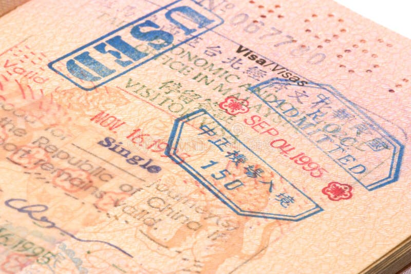 Taiwan Visa stock image. Image of book, immigration, document 10201169