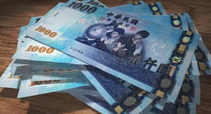 Taiwan Taiwanese Dollar 1000 TWD Banknote Money 3d Illustration Stock 