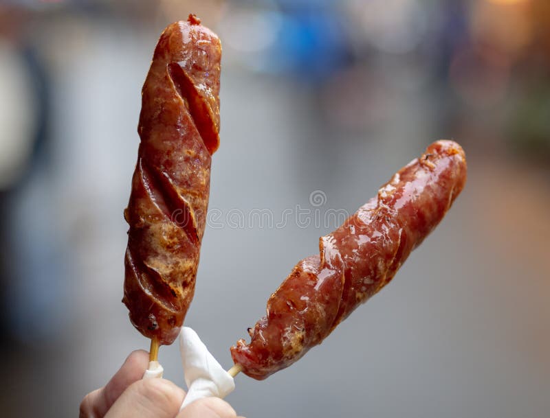 Taiwanese Sausages grilled, a famous street food in Taiwan. royalty free stock image Taiwanese Sausages grilled, a famous street food in Taiwan. royalty free stock image