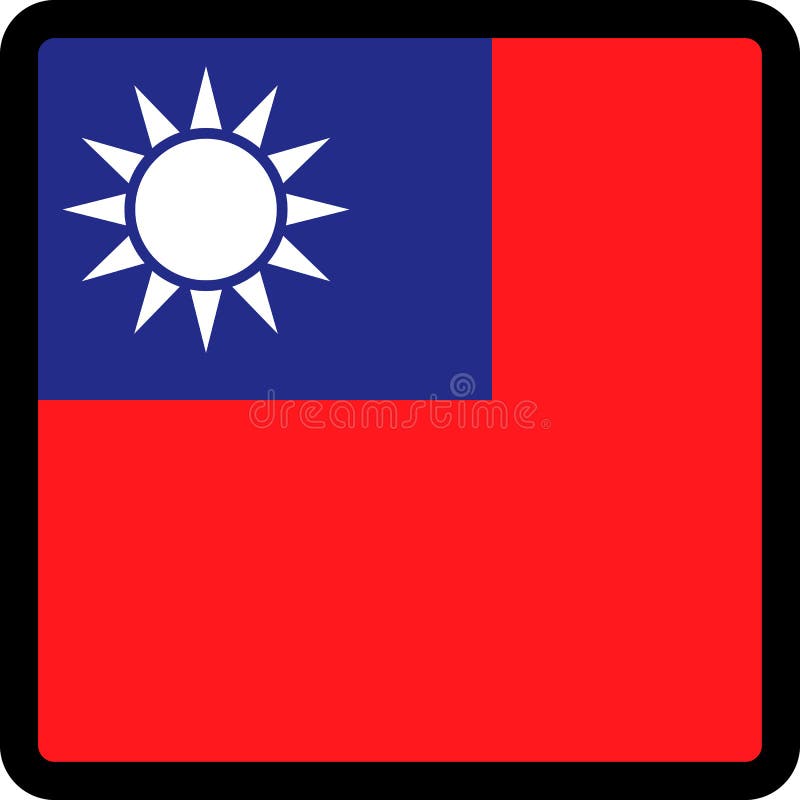 Taiwanesisk flagga i form av kvadrat med kontrasterande kontur för kommunikation via sociala medier, patriotism en knapp vektor illustrationer
