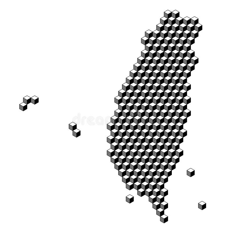Taiwankarta från 3d svarta kuber isometriskt abstrakt begrepp kvadratiskt mönster vinkelform för geometrisk form. vektorillustrati royaltyfri illustrationer
