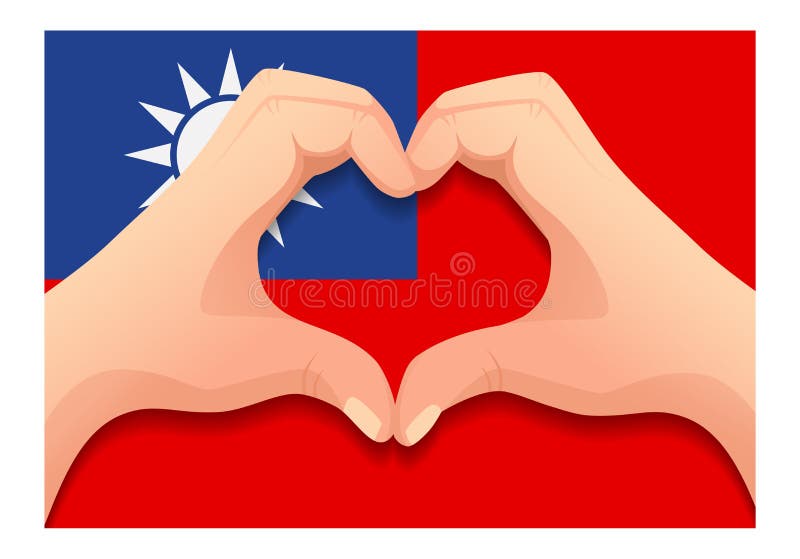 Taiwans flagga och handhjärtform stock illustrationer