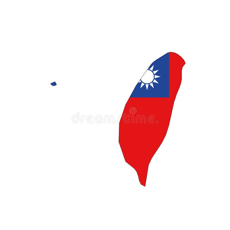 Taiwans nationella flagga i form av landskarta royaltyfri illustrationer