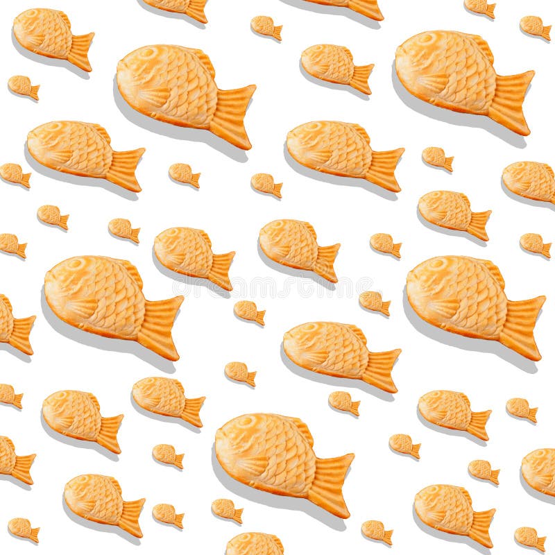 Taiyaki Japanese street food fish-shaped sweet filling waffle pattern