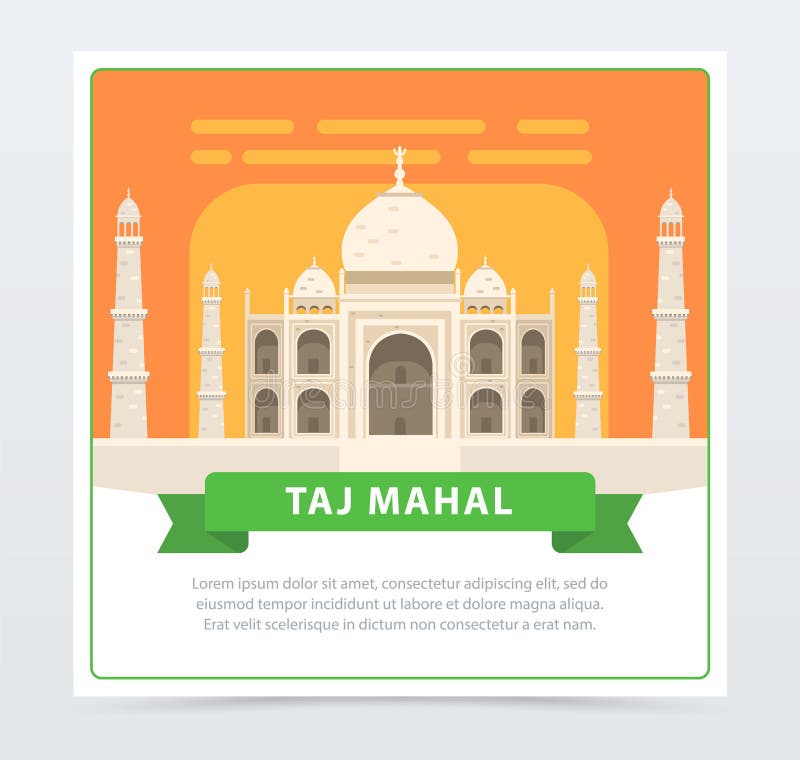 Taj Mahal-banner, beroemd historisch monumenten vlak vectorelement voor website of mobiele app royalty-vrije illustratie Taj Mahal-banner, beroemd historisch monumenten vlak vectorelement voor website of mobiele app royalty-vrije illustratie
