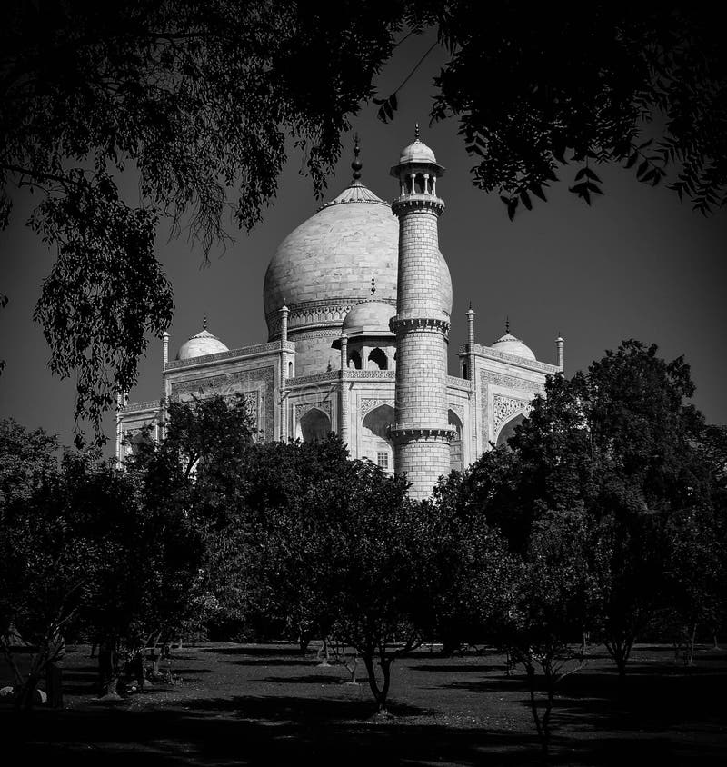 Taj Mahal en noir et blanc image stock. Image du mosquée 84451005