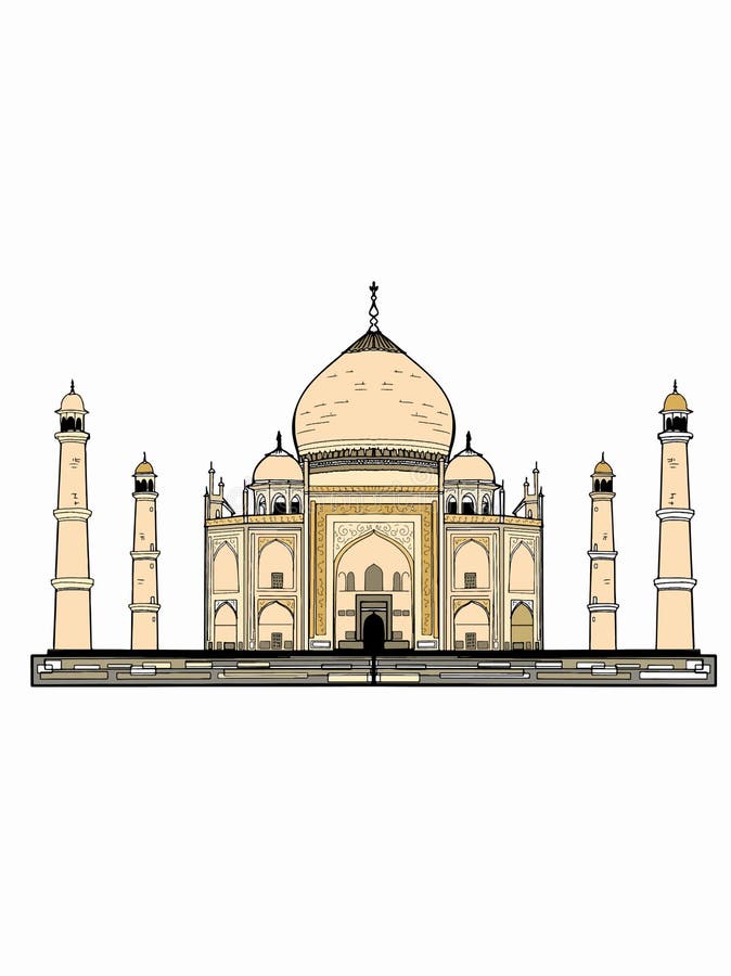 Taj Mahal Illustration White Background Stock Vector - Illustration of  france, monument: 123824409