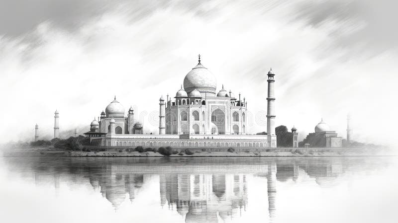 The Taj Mahal temple in India. Stylized as a pencil drawing. illustration  Stock Vector Image & Art - Alamy