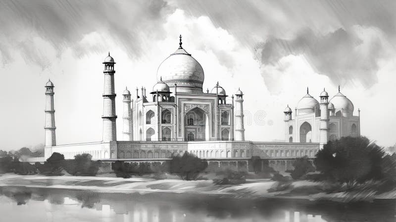 Original Drawing of Taj Mahal India  Drawings of India