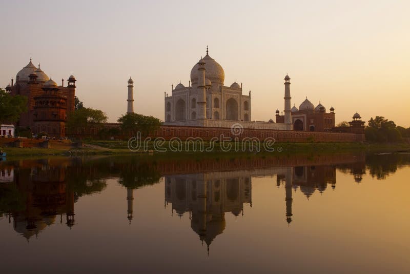 Taj Mahal sunrise silhouette.