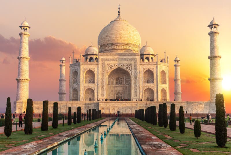 Taj Mahal during Sunset in Agra, India Stock Photo Image of agra