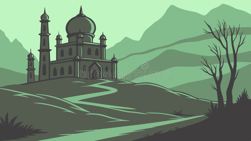 Taj Mahal z zielonym krajobrazem architektonicznym wektor cudów Generacja AI royalty ilustracja