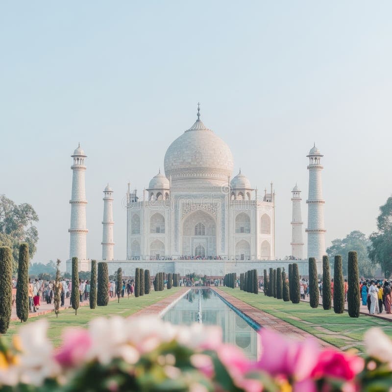 Taj mahals architektoniczny splendor ikoniczny punkt orientacyjny india agra uttar pradesh ilustracji