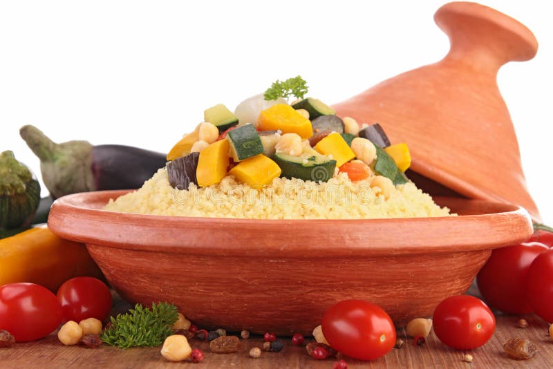 Tajine with Vegetarian Couscous Stock Photo Image of wood, cuisine