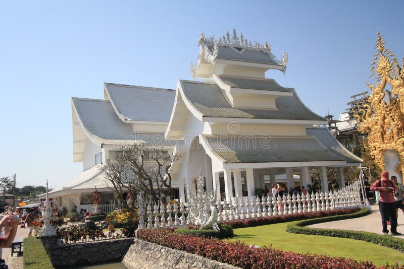 Tajlandia Wat Rong Khun, Biała świątynia fotografia stock