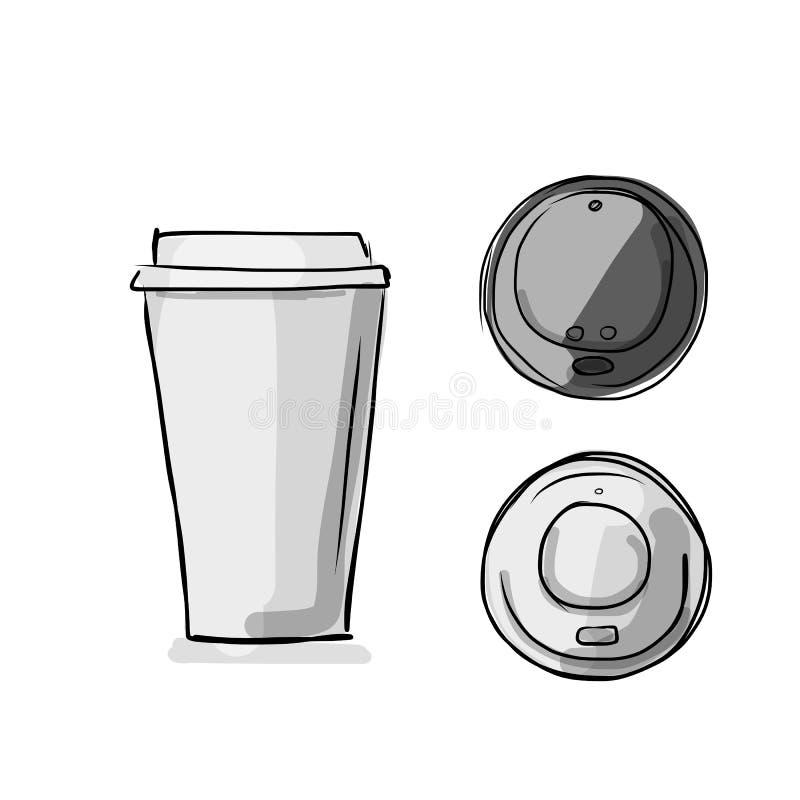 Take away coffee cup, sketch for your design royalty free illustration