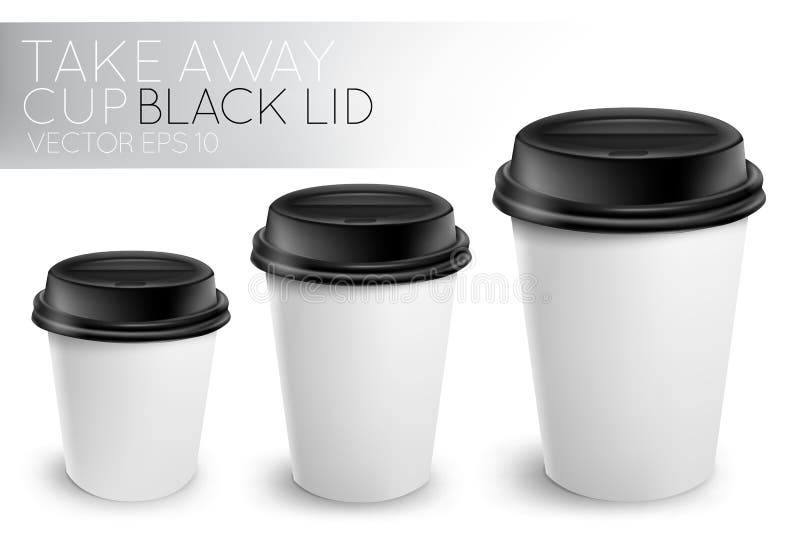 Take away paper cup black cap stock illustration