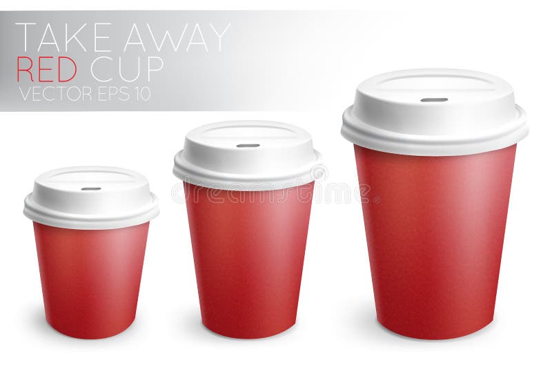 Take away paper cup red vector illustration