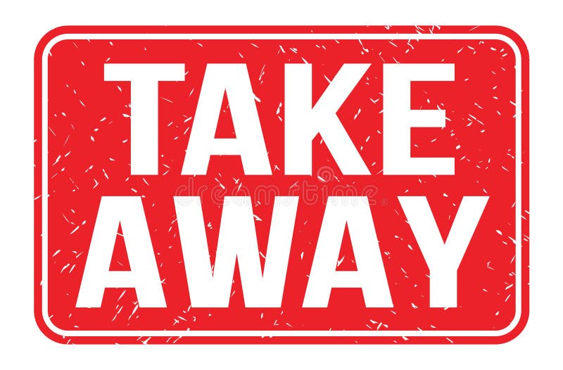 TAKE AWAY, words on red rectangle stamp sign stock illustration