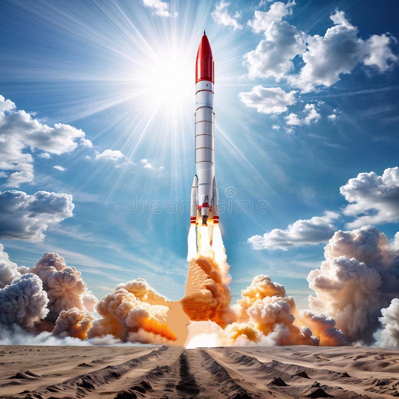 Take off of a large space rocket stock illustration
