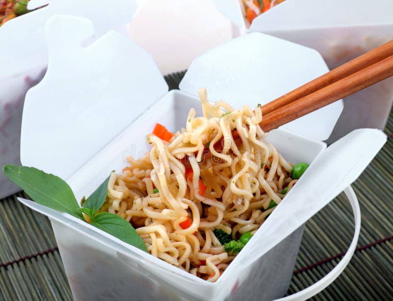 Take Out Chinese Noodles stock image. Image of herbs 16025771