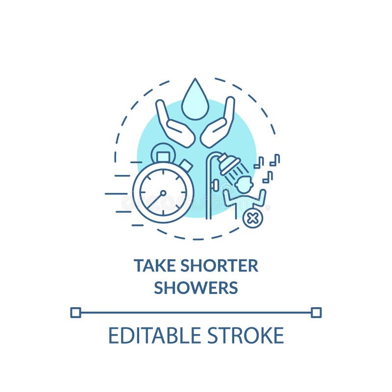 Take shorter showers ideas concept icon