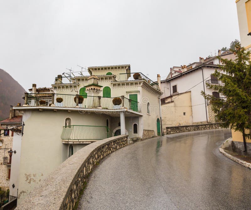 Take to the center of the village, Villetta Barrea, Abruzzo, Italy. October 13, 2017 royalty free stock image Take to the center of the village, Villetta Barrea, Abruzzo, Italy. October 13, 2017 royalty free stock image