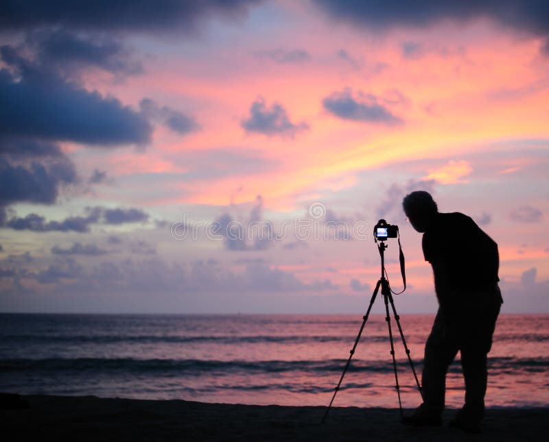 Taking picture at sunset