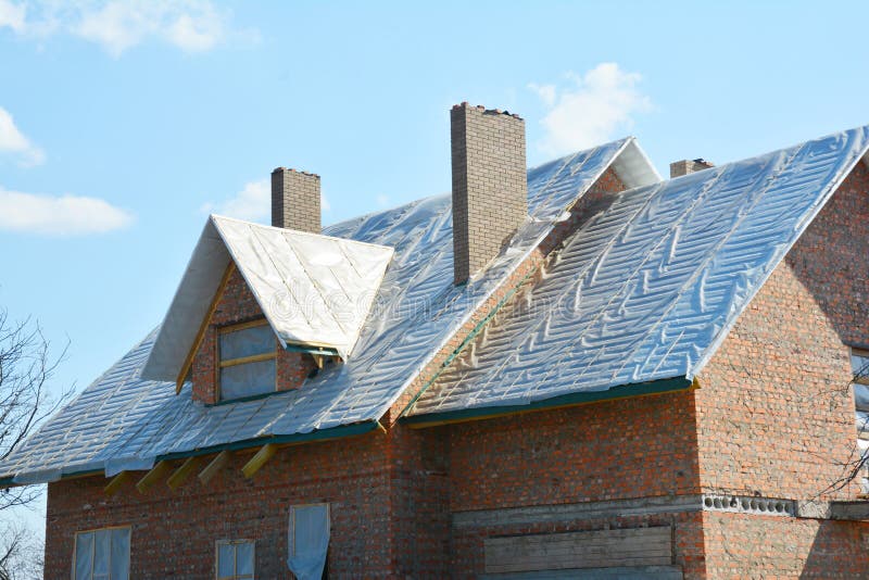 Taklägga material som är vattentätt för termisk-isolering och waterproofing varm takkonstruktion och waterproofing membran för ta royaltyfri fotografi Taklägga material som är vattentätt för termisk-isolering och waterproofing varm takkonstruktion och waterproofing membran för ta royaltyfri fotografi