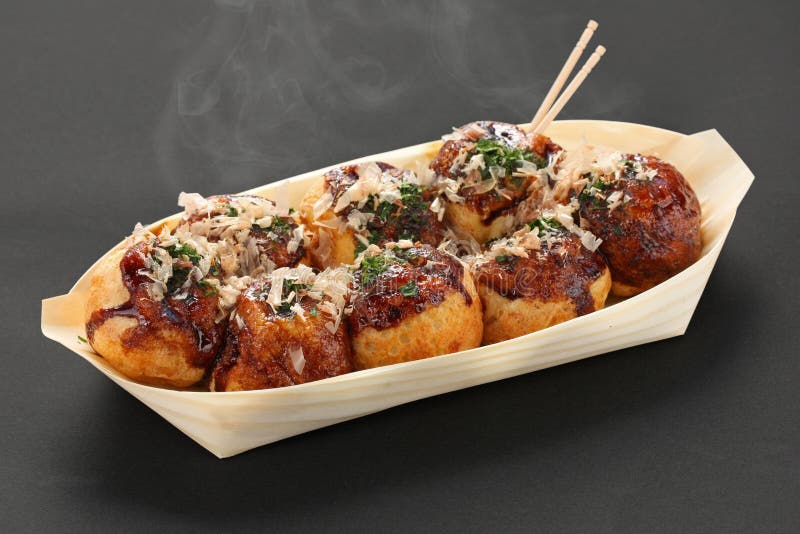 Takoyaki, octopus balls, japanese food stock image