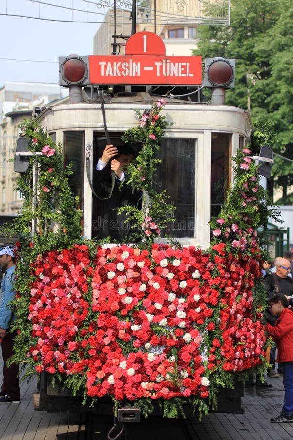 Taksim-Tunel tram, Istiklal stock fotografie Taksim-Tunel tram, Istiklal stock fotografie